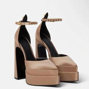 VERSACE Beige Aevitas Pointy Platform Heels